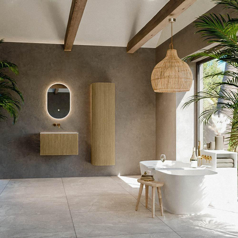 MONDIAZ KURVE-DLUX Meuble de salle de bains 70cm couleur Dusk avec 1 tiroir et 0 porte. Lavabo BIG SMALL Centré sans trou de robinet Nata. SW1432362