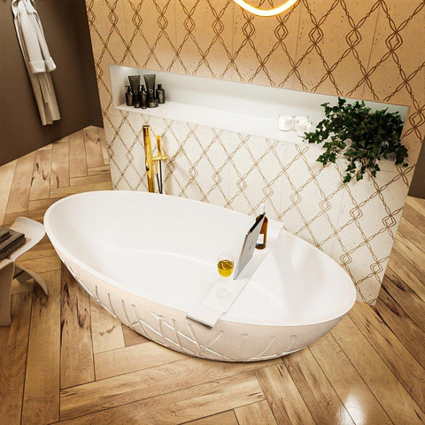 MONDIAZ HOLM Baignoire îlot - 180x85cm - lin/talc SW491612