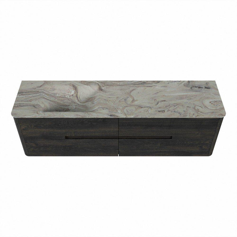 Mondiaz CIRO-DLUX Badkamermeubelset - 170x45x50cm - Solid surface wastafel Glace - 1 wasbak Links - zonder kraangaten - 4 lades - Shadow SW1532230