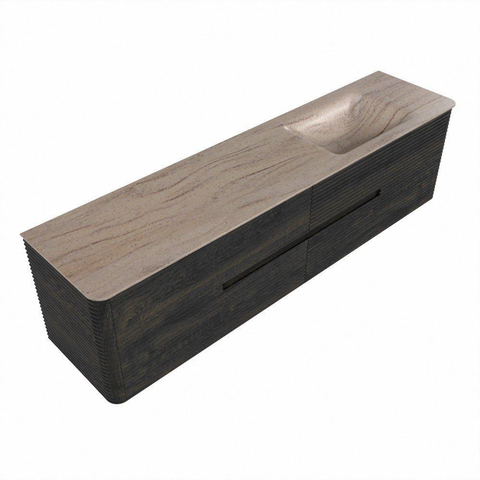 Mondiaz CIRO-DLUX Ensemble de meubles de salle de bains - 190x45x50cm - lavabo en solid surface Saba - 1 vasque à droite - sans trous de robinet - 4 tiroirs - Shadow SW1532743