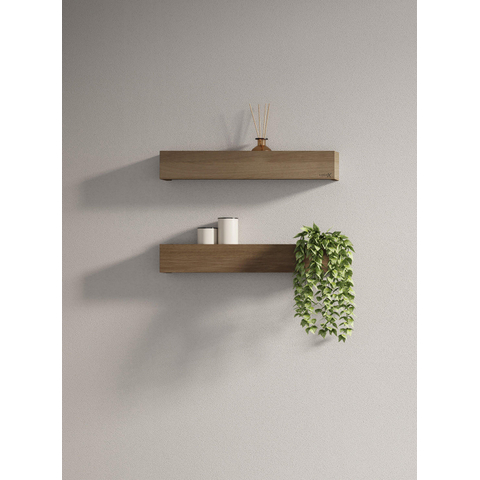 Looox Wood collection étagère BoX 90cm avec plaque de fond noire mate chêne noir mat SW73152
