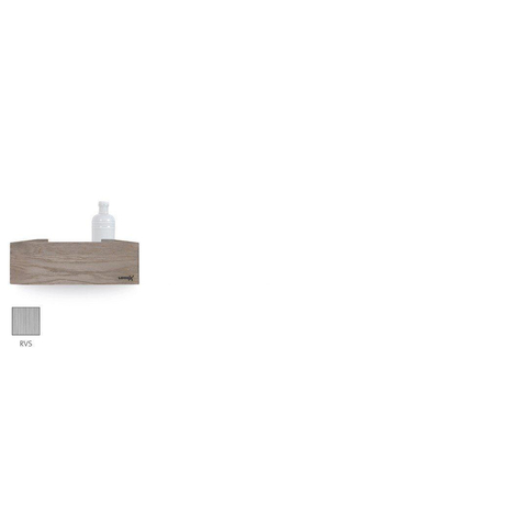 Looox Wood collection shelf BoX 30cm met bodemplaat rvs geborsteld eiken RVS geborsteld SW73149