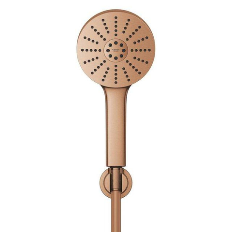Grohe Precision Feel Thermostatische Badkraan - 31.3cm - Vitalio Joy Badset - ronde handdouche - 3 straalsoorten - met houder - brushed warm sunset (koper) SW1565453