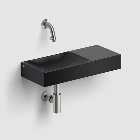 Clou Vale céramique lave-mains 45x19x7cm pré-percé trou de robinet à droite Noir mat SW451475