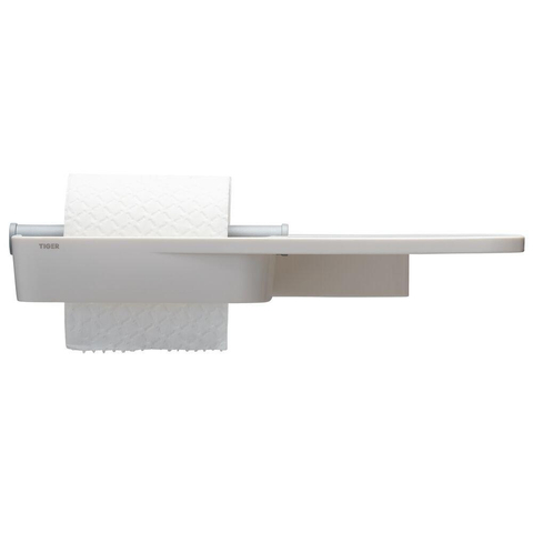 Tiger Tess Toiletrolhouder - met planchet - zelfklevend/boren - wit/lichtgrijs SW877661