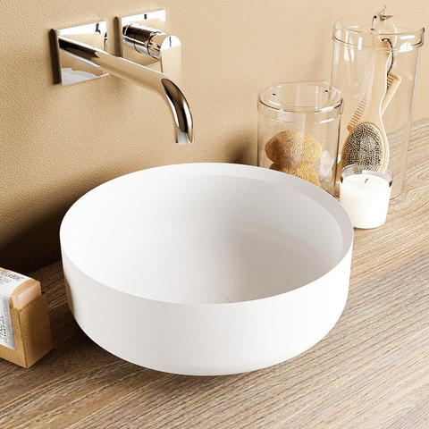 Mondiaz Coss Vasque à poser 36x36x13cm rond Solid Surface Talc/Blanc SW643470