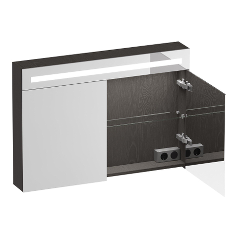 BRAUER Promise Deluxe spiegelkast – 99x70x15 cm – directe LED boven – Timber Anthracite SW1203633