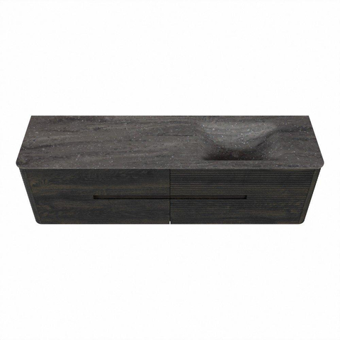 Mondiaz CIRO-DLUX Badkamermeubelset - 170x45x50cm - Solid surface wastafel Oza - 1 wasbak Rechts - 1 kraangat - 4 lades - Shadow SW1532656