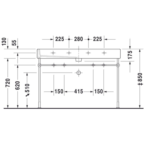 Duravit Vero wastafel 120x47cm 2 krgt met overloop gesl. wit 0293351