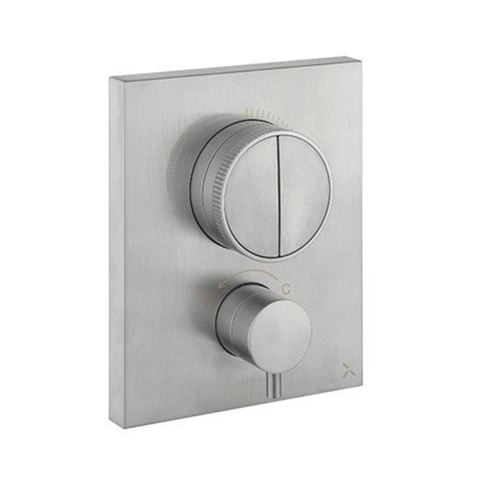 Crosswater Crossbox Inbouw douchekraan - thermostatisch - 2 functies - inclusief inbouwdeel - geborsteld RVS SW815957