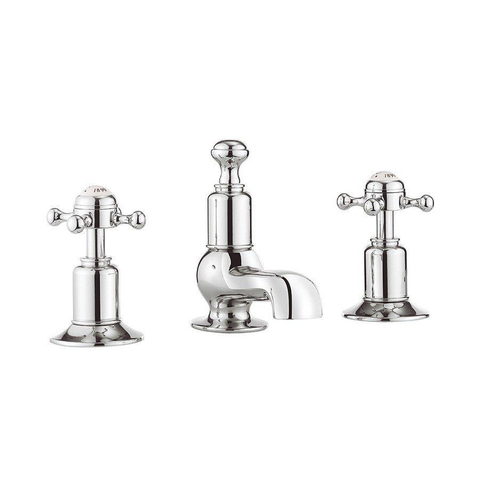 Crosswater Belgravia Wastafelkraan - 3 gats - warm/koud - kruisgreep hoogglans - chroom SW24292