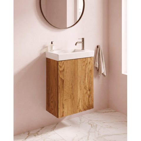 Saniclass Holz Pure meuble lave-mains - 39.4x21.5x55cm - 1 porte - Noyer pur SW1482339