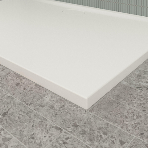 Villeroy & Boch Ecora douchebak - 150x100x3.5cm - afvoer lange zijde - stone white (wit) SW1559007