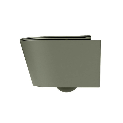 Mondiaz LAVIE hangtoilet – spoelrandloos – 36 x 53 cm – met softclose zitting – Army (groen) SW1208607