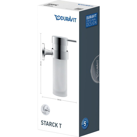 Duravit Starck T Zeepdispenser - 17.6x6cm - matglas - hoogglans chroom SW297107