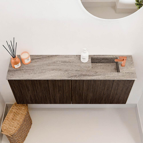 Mondiaz JOYA-DLUX 100cm toiletmeubel - kleur Walnut - Wastafel FAYE positie Rechts 1 kraangat kleur Oza. SW1424583