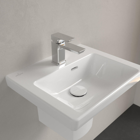 Villeroy & Boch Subway 3.0 fontein - 45x37cm - met kraangat - met overloop - White Alpine (glans wit) SW654433