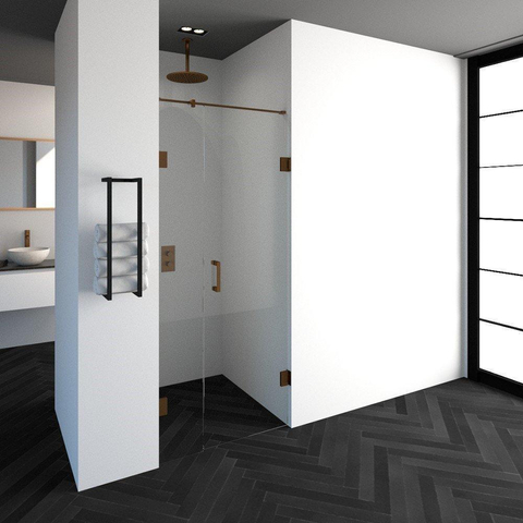 BRAUER Créer porte de douche 90x200cm 2 pièces sans cadre avec anti-calcaire et verre de sécurité 8mm cuivre SW486599