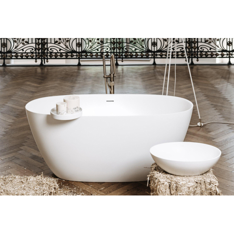 Zeza Element Vrijstaand Bad - 145x71x60cm - solid surface - mat crème (beige) SW1440424
