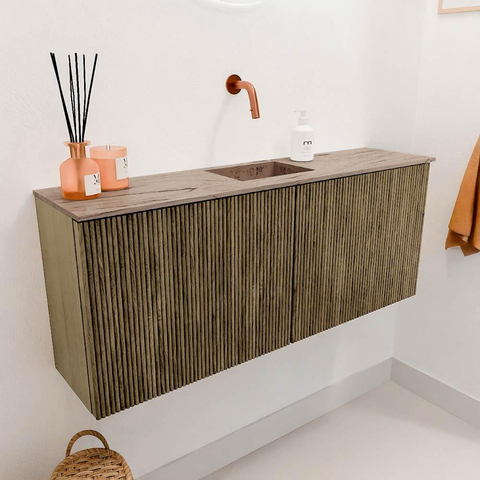 Mondiaz JOYA-DLUX 100cm toiletmeubel - kleur Dusk - Wastafel FAYE positie Midden Zonder kraangat kleur Arena. SW1425774