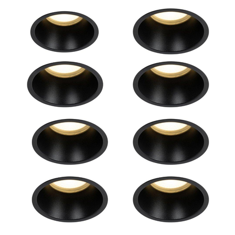QAZQA Dept spot encastré - set van 8- 10.5x10.5x10.4cm - dimbaar - IP44 - zwart mat SW1209532