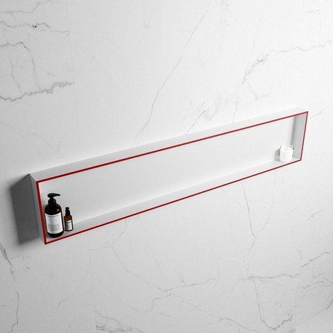 Mondiaz Easy nis 29.5x149.5x8cm voor Inbouw/opbouw 1 open vak Solid surface Talc/Fire SW643725