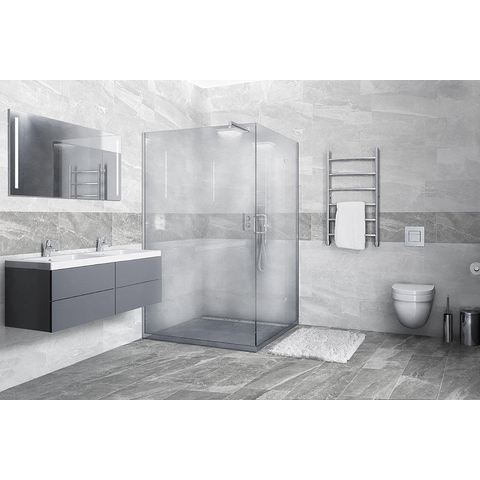 ÉCHANTILLON Terravito Codoro carreau mural et de sol - 60x60cm - 9mm - Carré - rectifié - Effet marbre - Gris clair mat SW736306