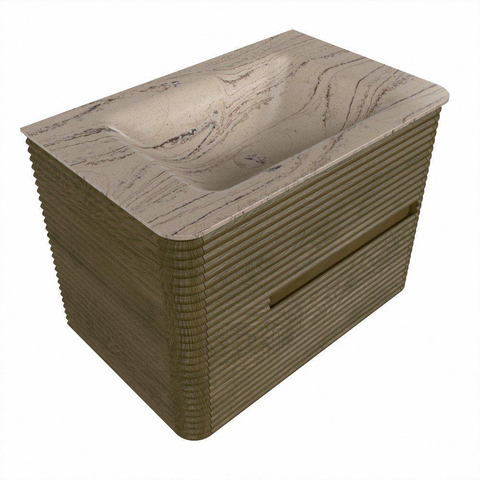 Mondiaz CIRO-DLUX Badkamermeubelset - 70x45x50cm - Solid surface wastafel Arena - 1 wasbak Midden - zonder kraangaten - 2 lades - Dusk SW1533461