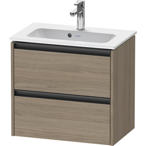 Duravit Ketho.2 Wastafelonderbouwkast - met 2 laden - 61x39x54.9cm - met grepen antraciet - eiken terra mat SW773039