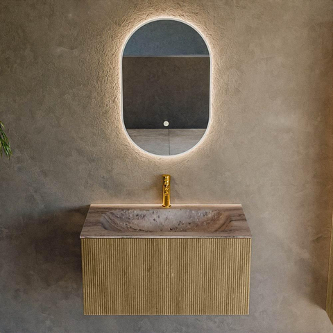 MONDIAZ KURVE-DLUX 80cm badmeubel kleur Dusk met 1 lade en 0 deuren. Wastafel BIG SMALL Midden 1 kraangat Oza. SW1432977