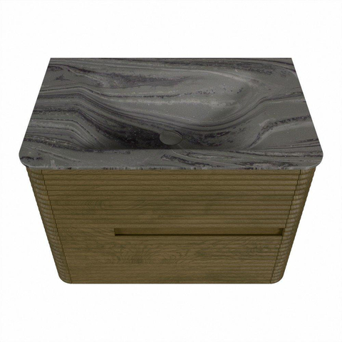 Mondiaz CIRO-DLUX Badkamermeubelset - 70x45x50cm - Solid surface wastafel Sombra - 1 wasbak Midden - 1 kraangat - 2 lades - Dusk SW1533374