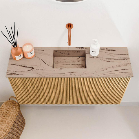 Mondiaz JOYA-DLUX 80cm toiletmeubel - kleur Oak - Wastafel FAYE positie Midden Zonder kraangat kleur Arena. SW1423848