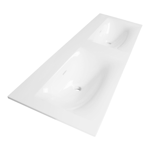 Brauer Glacier lavabo - 140x46x2cm - double vasque - sans trou de robinet - blanc brillant SW208937