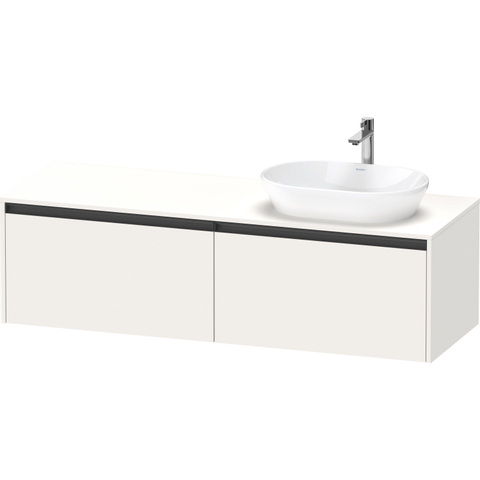 Duravit Ketho.2 Wastafelonderbouwkast - inclusief consoleplaat - met 2 laden - voor waskom rechts - 160x55x45.9cm - met handgrepen antraciet - wit supermat SW772722