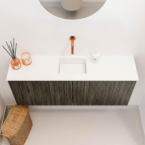 Mondiaz JOYA 100cm meuble de toilette - couleur Shadow - Vasque FAYE position Milieu Sans trou de robinet couleur Talc. SW1421410