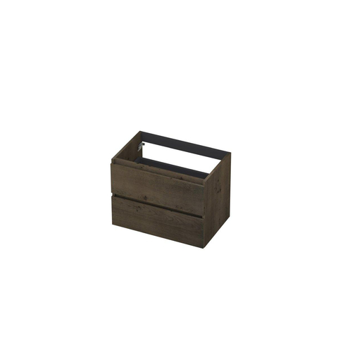 INK Wastafelonderkast - 70x45x52cm - 2 lades - greeploos - met houten keerlijst - MDF - Charcoal SW493520