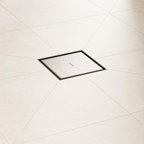 Hansgrohe RainDrain Point Puntafvoer - 10x10cm - achterzijde betegelbaar - brushed stainless steel SW1590449