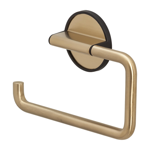 Tiger Tune Ensemble d’accessoires pour toilettes - porte-rouleau de papier toilette - sans couvercle - porte-balai de toilettes - patère - auto-adhésif - laiton brossé/noir SW877668