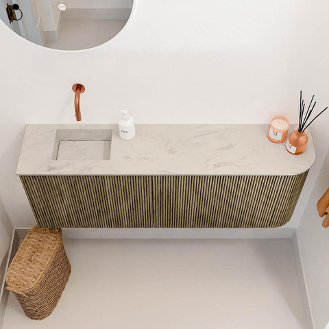 Mondiaz JOYA-DLUX 111.6cm toiletmeubel - ronding rechts kleur Dusk - Wastafel FAYE positie Links Zonder kraangat kleur Opalo. SW1423364