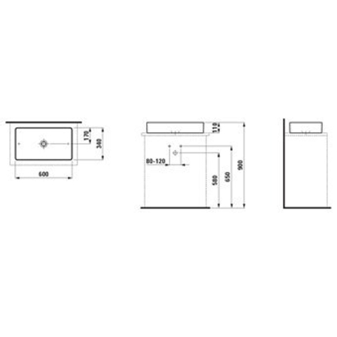 Laufen Living Square vasque à poser 60x34x10cm sans trou de robinetterie sans trop-plein SaphirKeramik blanc GA78113