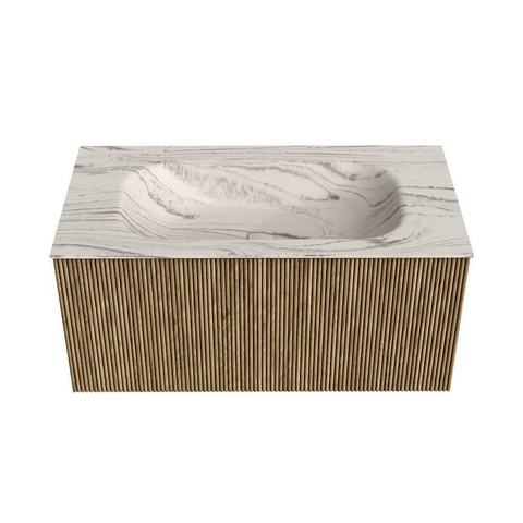 MONDIAZ KURVE-DLUX Meuble de salle de bains 90cm couleur Dusk avec 1 tiroir et 0 porte. Lavabo BIG SMALL Milieu 1 trou de robinet Nata. SW1432377