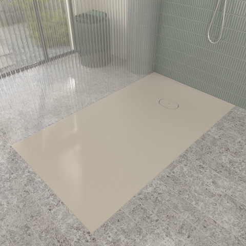 Villeroy & Boch Ecora douchebak - 160x90x4.5cm - afvoer korte zijde - almond (beige) SW1558919