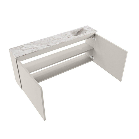 MONDIAZ TURE-DLUX Meuble de WC 120 cm Linen. Lavabo EDEN Glace position à droite. Avec 1 trou de robinet. SW1103350