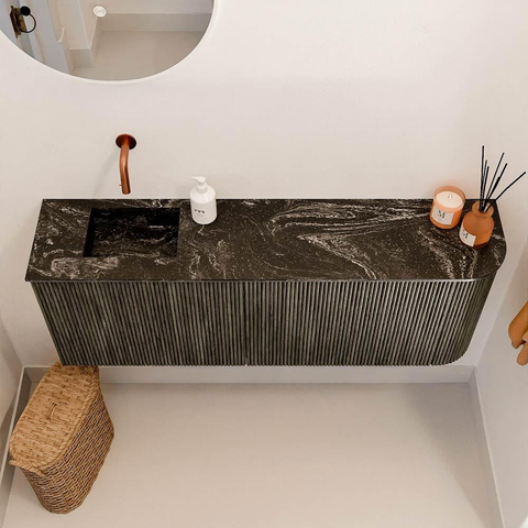 Mondiaz JOYA-DLUX 111.6cm toiletmeubel - ronding rechts kleur Shadow - Wastafel FAYE positie Links Zonder kraangat kleur Lava. SW1422879