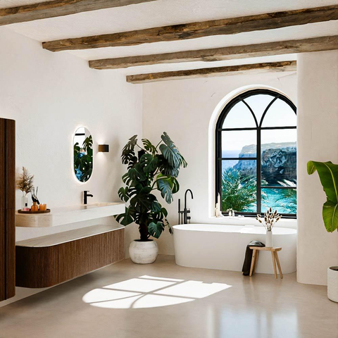 MONDIAZ THOR-DLUX 180cm meuble de salle de bains arrondi gauche + droite couleur Walnut avec 2 tiroirs et 2 portes. Vasque suspendue CLOUD Droite 1 trou de robinet couleur Meli. SW1466154