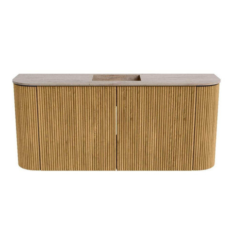 Mondiaz JOYA-DLUX Meuble de toilette 93,2 cm - arrondi gauche et droite couleur Chêne - Vasque FAYE position Milieu Sans trou de robinet couleur Saba SW1424225