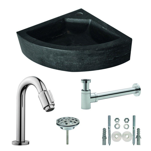 Wiesbaden One Pack Raw hoekfontein - 30x30x10cm hardsteen gezoet SW95997
