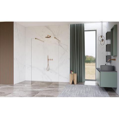 Fortifura Galeria Vrijstaande Inloopdouche - 100x200cm - helder geribbeld - antikalk - 8mm veiligheidsglas - wandsteunen - hoogglans chroom SW992895