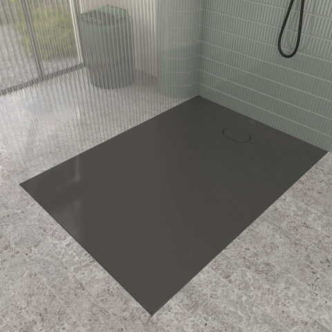 Villeroy & Boch Ecora douchebak - 140x100x3.5cm - afvoer korte zijde - anthracite (antraciet) SW1558954
