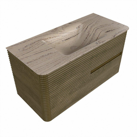 Mondiaz CIRO-DLUX Meuble de salle de bains - 100x45x50cm - Plan vasque solid surface Arena - 1 lavabo central - 1 trou de robinet - 2 tiroirs - Dusk SW1533085